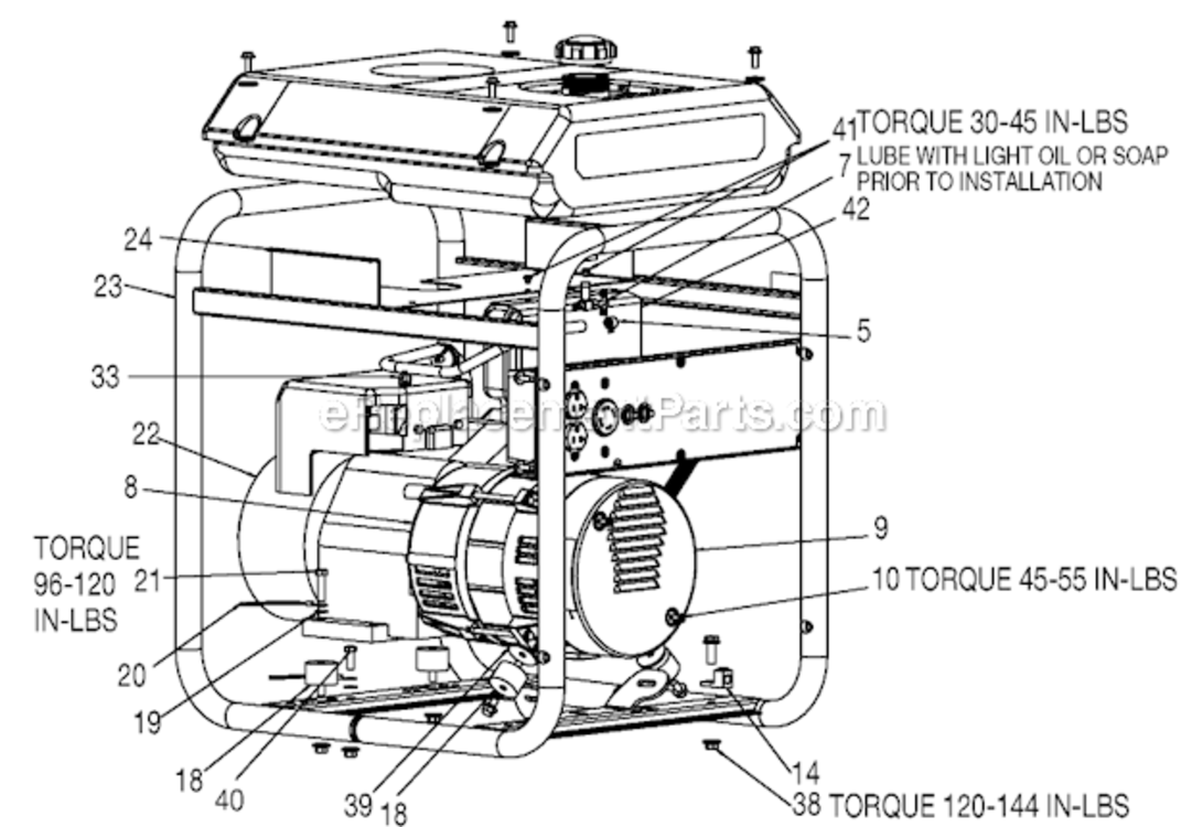Page B Diagram and Parts List for BSI525-W Type 2 Porter Cable Generator